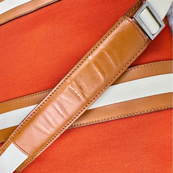 GUCCI Orange cloth canvas overnight duffel weekender crossbody bag with β¦ - Picture 12 of 16